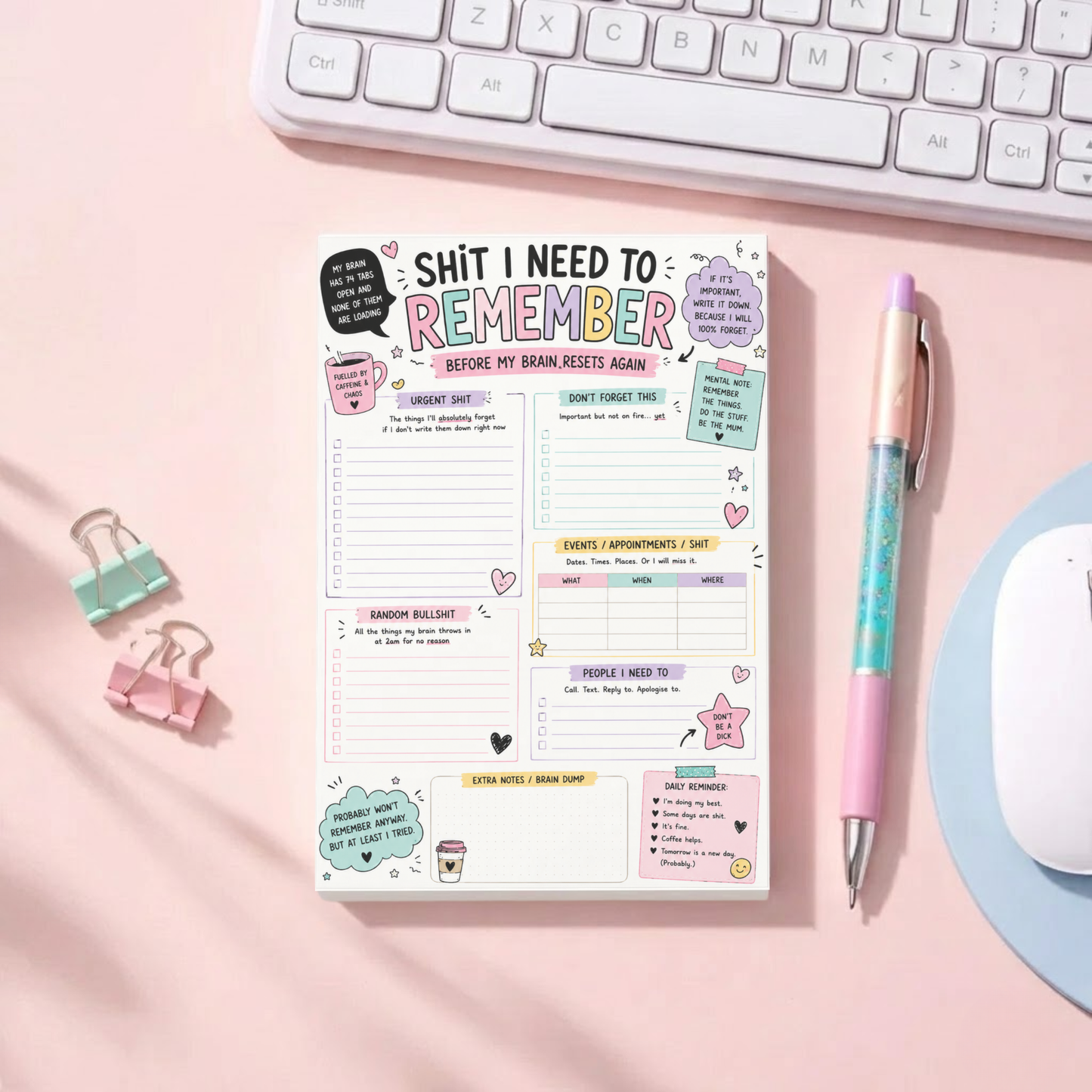 Shit I Need To Remember A5 Notepad